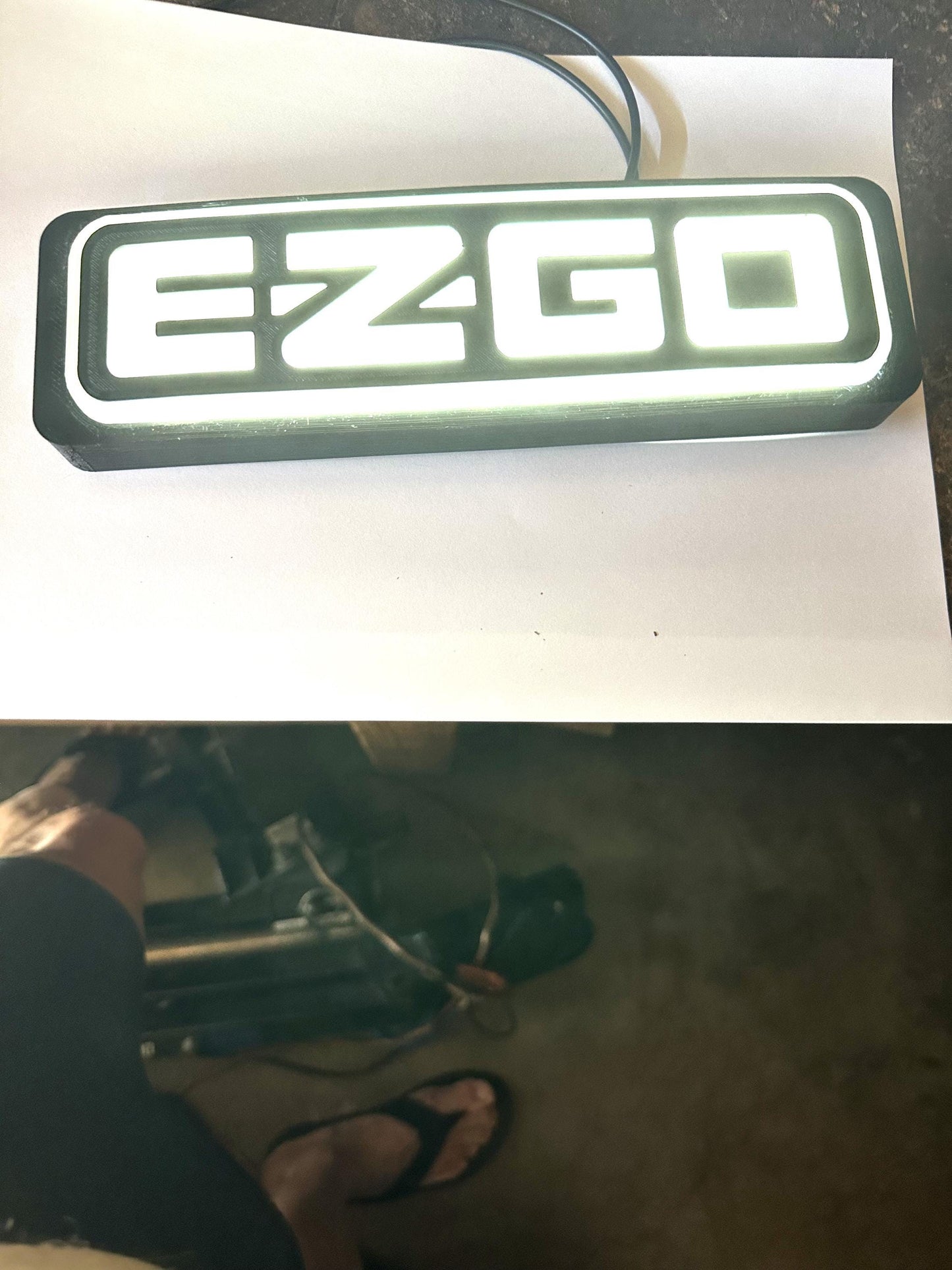 EZGO golf cart TXT,  RXV white led emblem, logo, nameplate, sticker