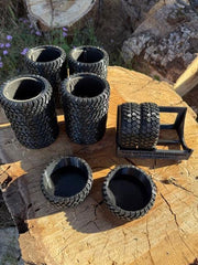 4 All Terrain Tire Thermal Cooler and Coasters W/Tire Rack