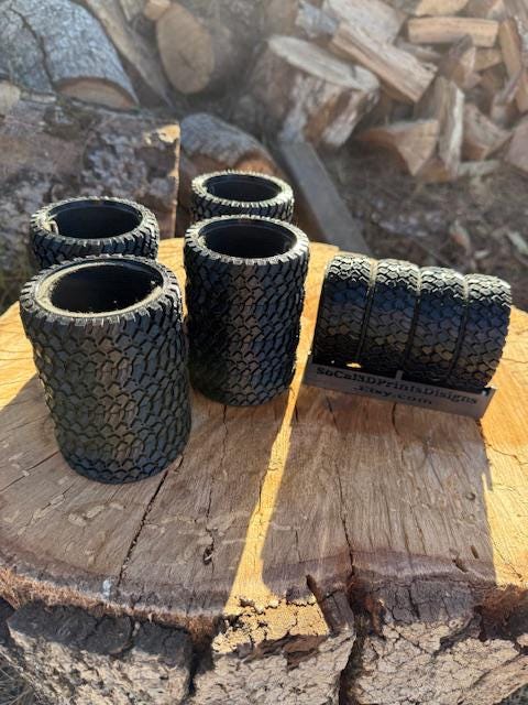 4 All Terrain Tire Koozies and Coasters W/Tire Rack